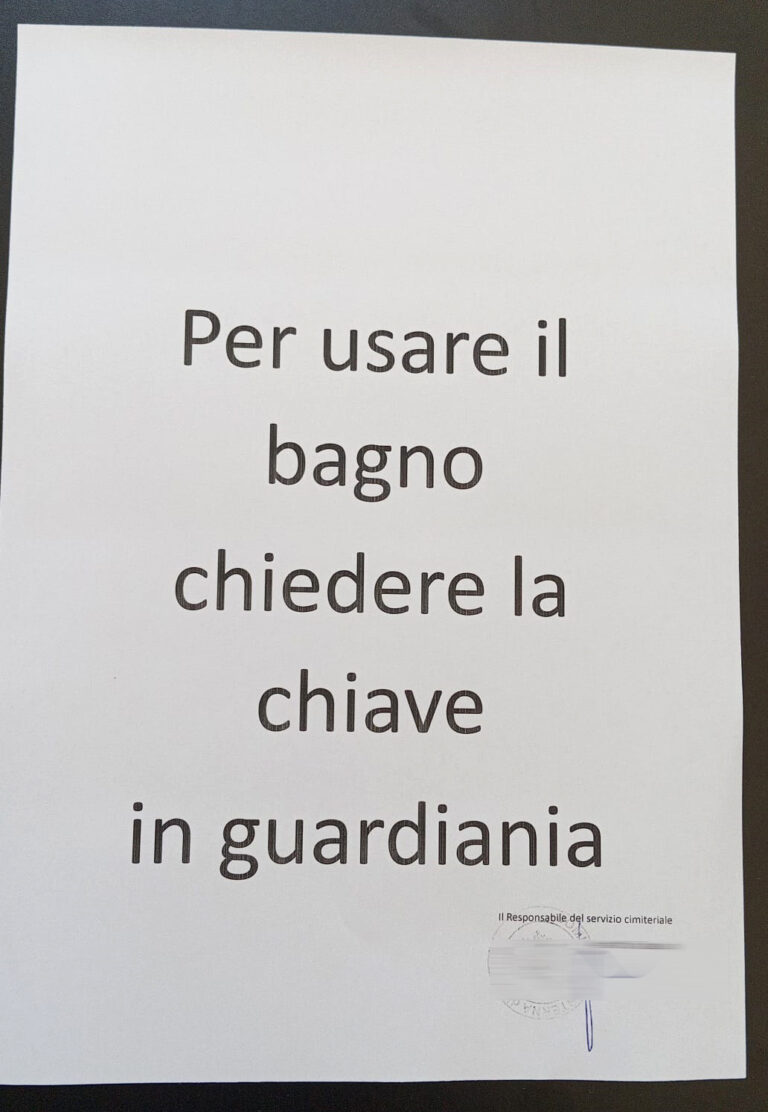 Cartello per bagno cimitero